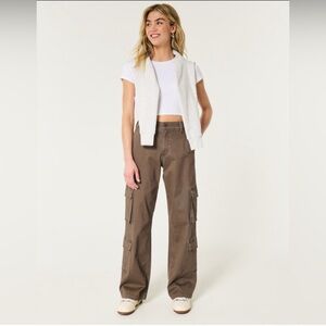 Hollister Tan High-Rise Cargo Jeans